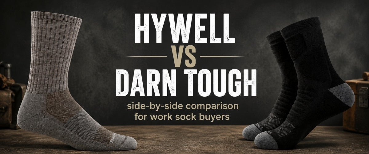 Hywell vs Darn Tough side-by-side comparison for work sock buyers