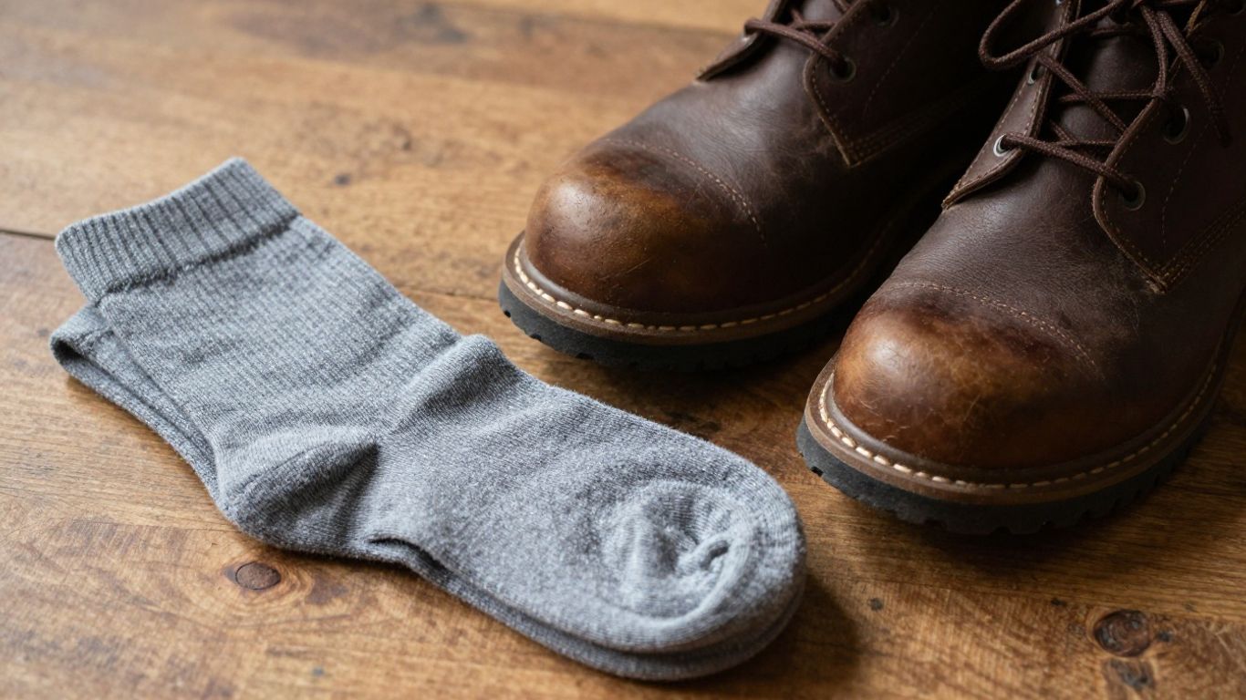 Carhartt work boots and comfortable socks for long days.