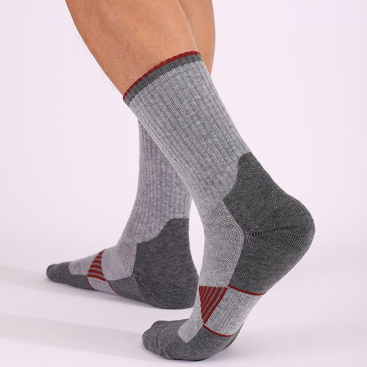 A Man Wearing Gray Coolmax® Merino Wool Cushioned Basketball Crew Socks-2