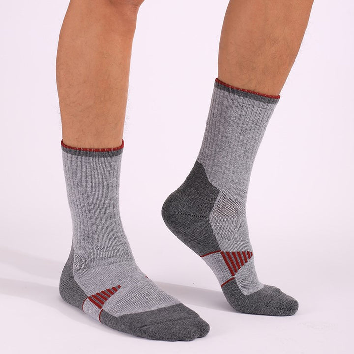 A Man Wearing Gray Coolmax® Merino Wool Cushioned Basketball Crew Socks