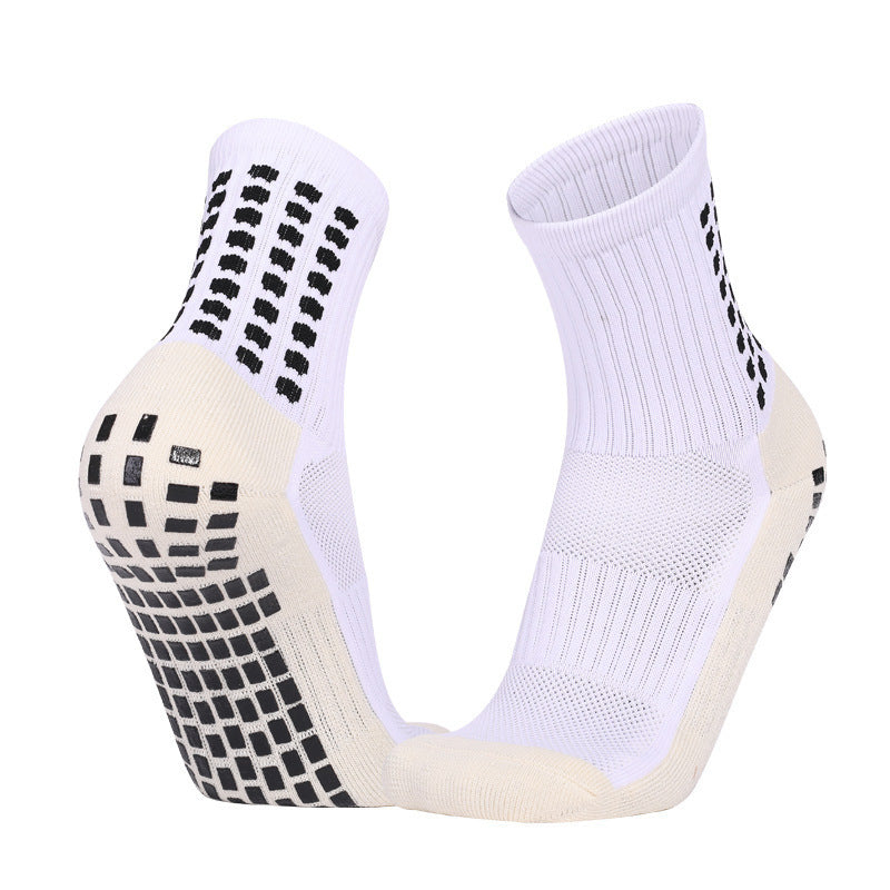 Anti Slip Thick Padded  Soccer Quarter Socks White