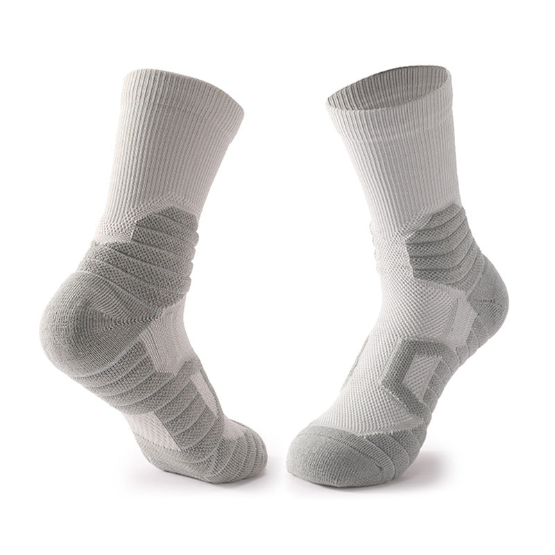 Breathable Cushioned Basketball Crew Socks Gray