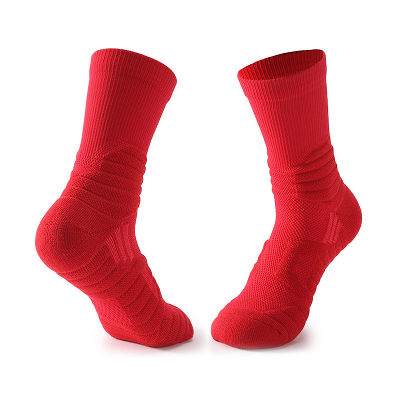 Breathable Cushioned Basketball Crew Socks Red