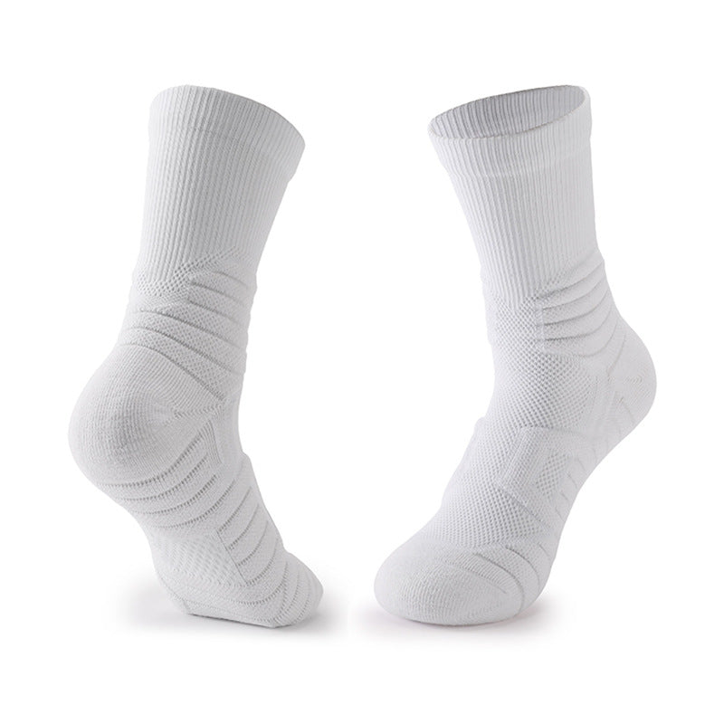 Breathable Cushioned Basketball Crew Socks White