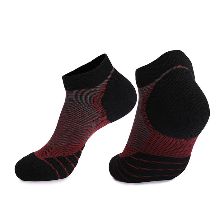 Coolmax® Breathable Cushioned Running Ankle Socks Black Red