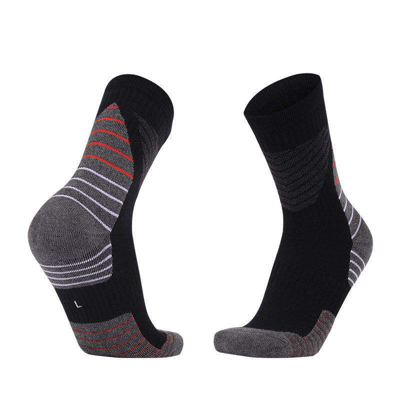 Coolmax® Thick Padded  Basketball Crew Socks Black