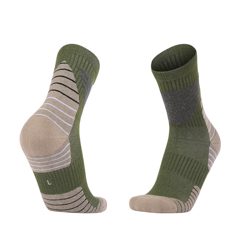 Coolmax® Thick Padded  Basketball Crew Socks Green