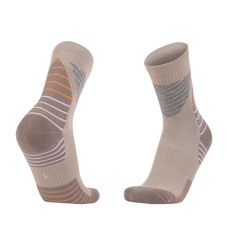 Coolmax® Thick Padded  Basketball Crew Socks Khaki