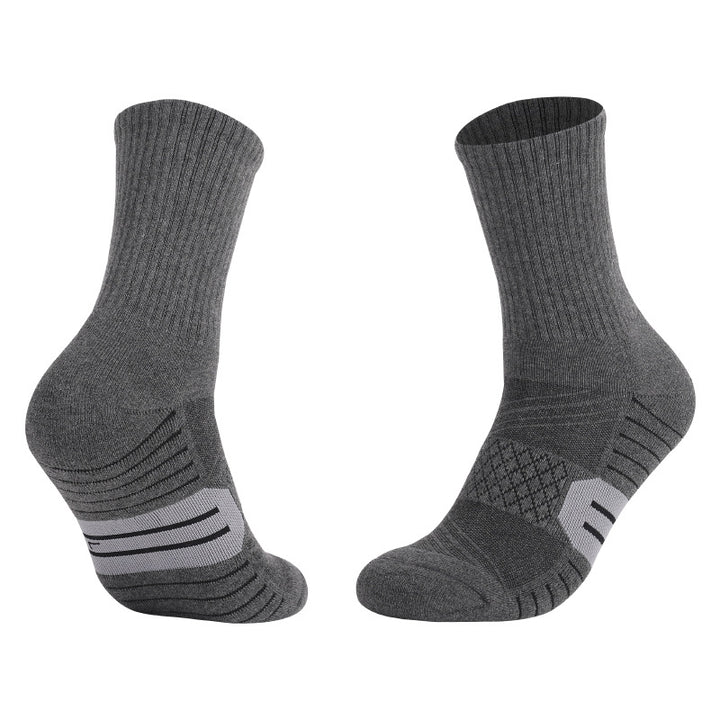 Elastic Breathable Cushioned Basketball Crew Socks Dark Gray