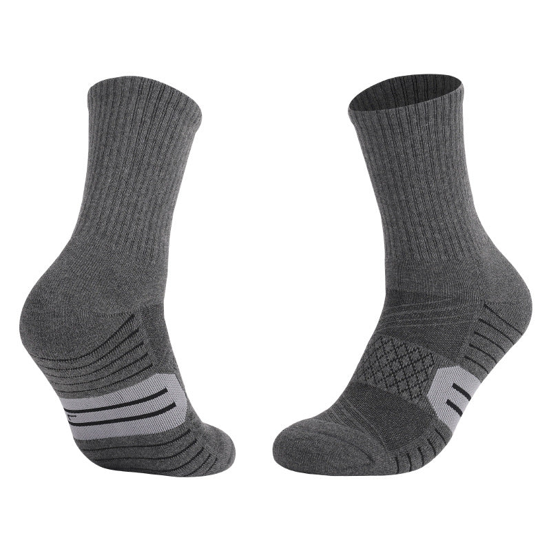 Elastic Breathable Cushioned Basketball Crew Socks Dark Gray