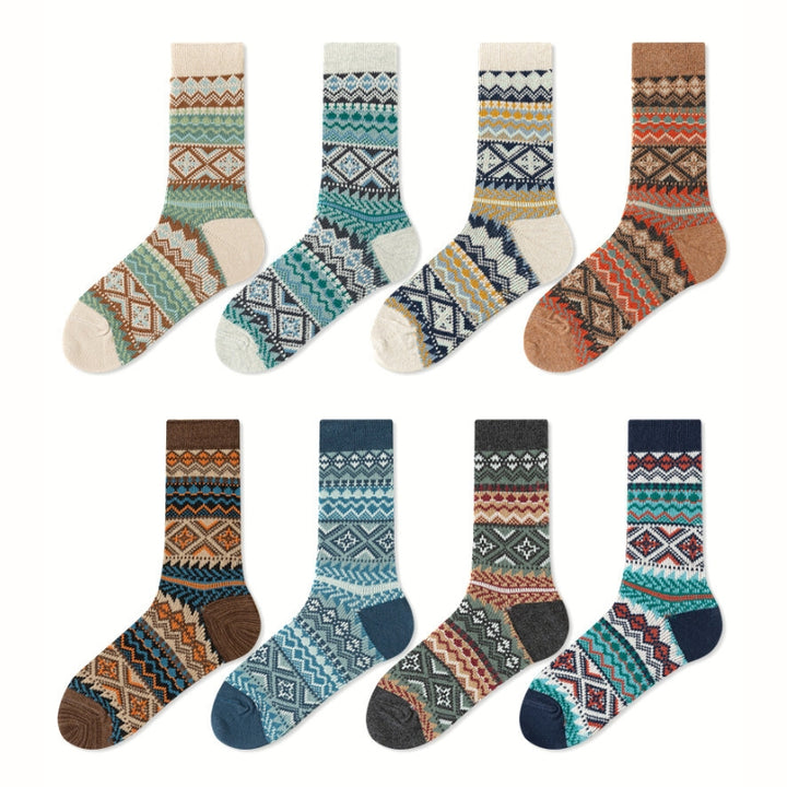 Fair Isle Pattern Walking Crew Socks All Color