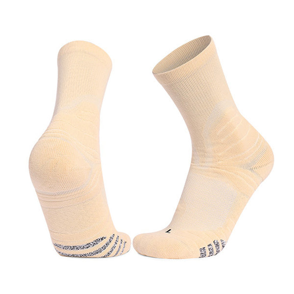 Full Support Cushioned Basketball  Crew Socks Beige
