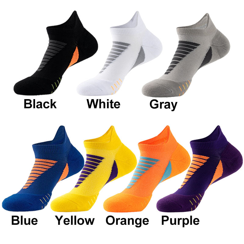 Hywell Men's Thick Padded Athletic Ankle Socks All Colors （black gray white blue yellow orange purple）