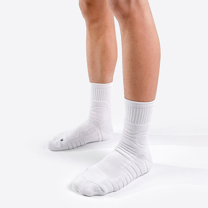 Men's hywell white compression cushioned basketball crew socks
