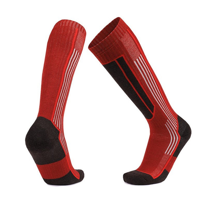 Merino Wool Cushioned Skiing Over The Calf Socks Red