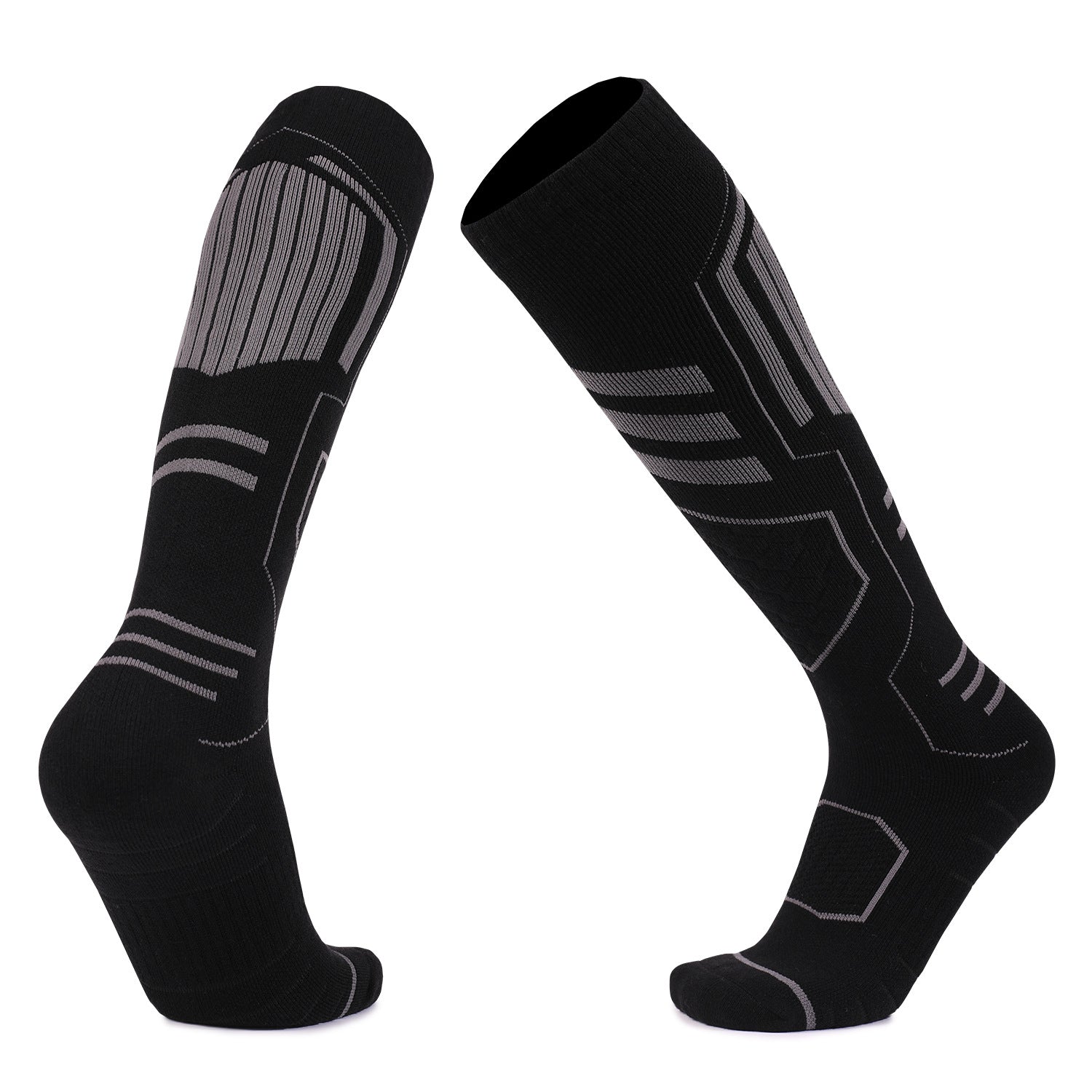 Merino Wool Cushioned Warm Skiing Over The Calf Socks black