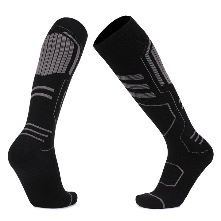 Merino Wool Cushioned Warm Skiing Over The Calf Socks black