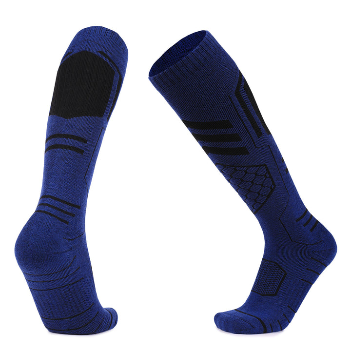 Merino Wool Cushioned Warm Skiing Over The Calf Socks blue