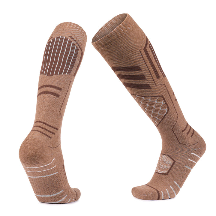 Merino Wool Cushioned Warm Skiing Over The Calf Socks brown