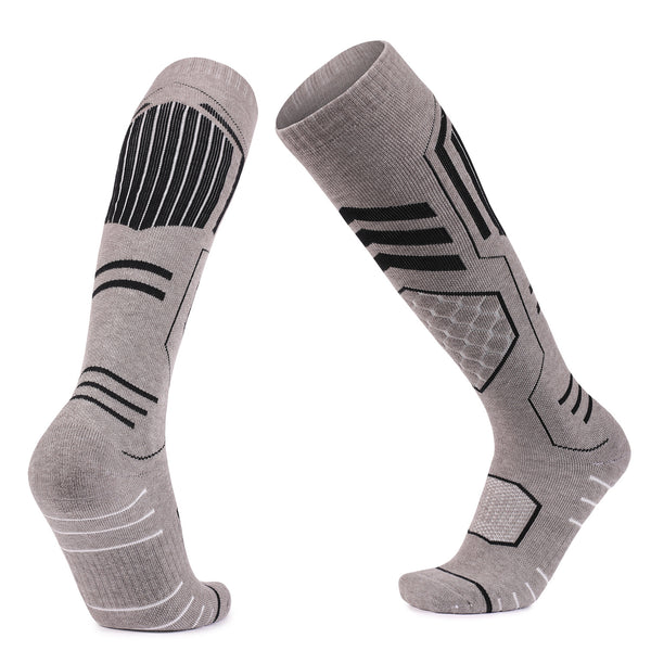 Merino Wool Cushioned Warm Skiing Over The Calf Socks gray