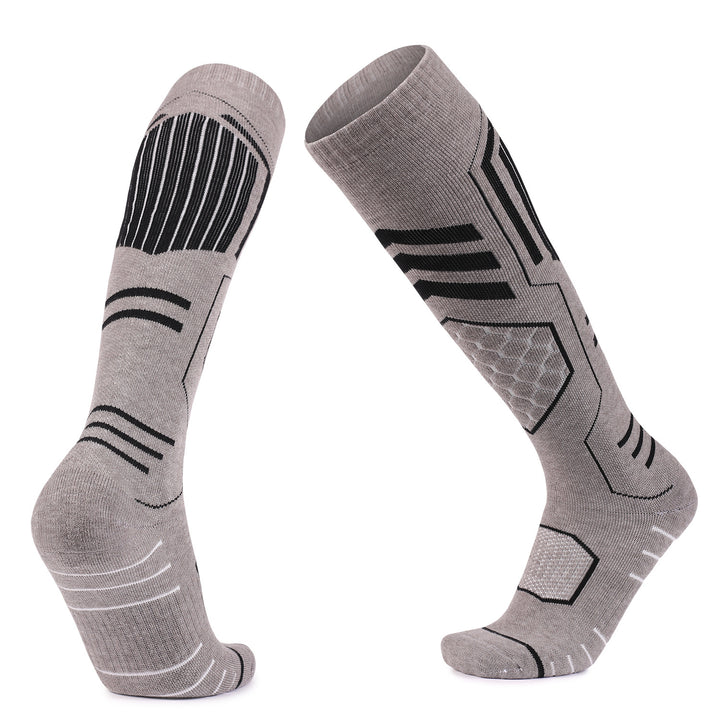 Merino Wool Cushioned Warm Skiing Over The Calf Socks gray