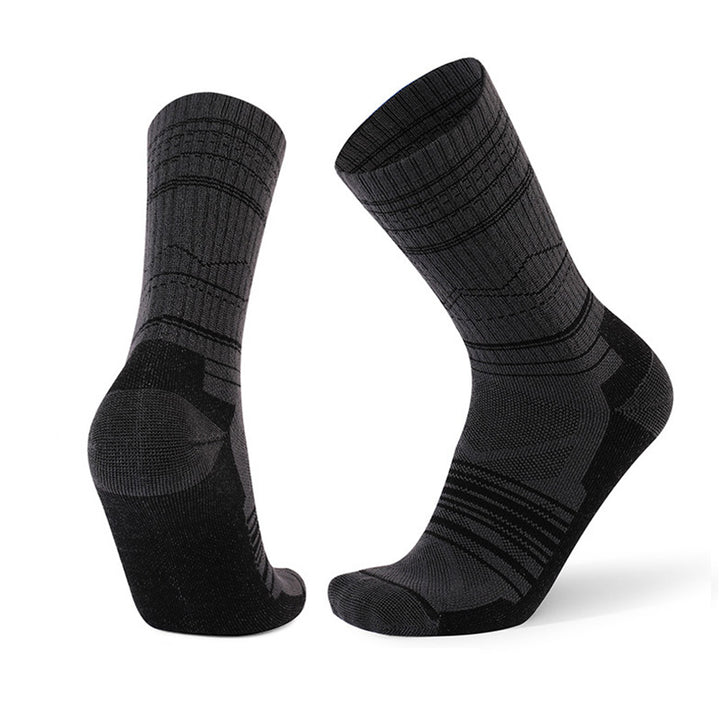 Merino Wool Shock Absorbent Running Crew Socks Dark Gray