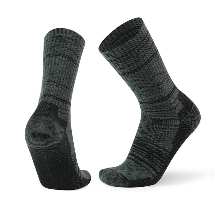 Merino Wool Shock Absorbent Running Crew Socks Dark Green