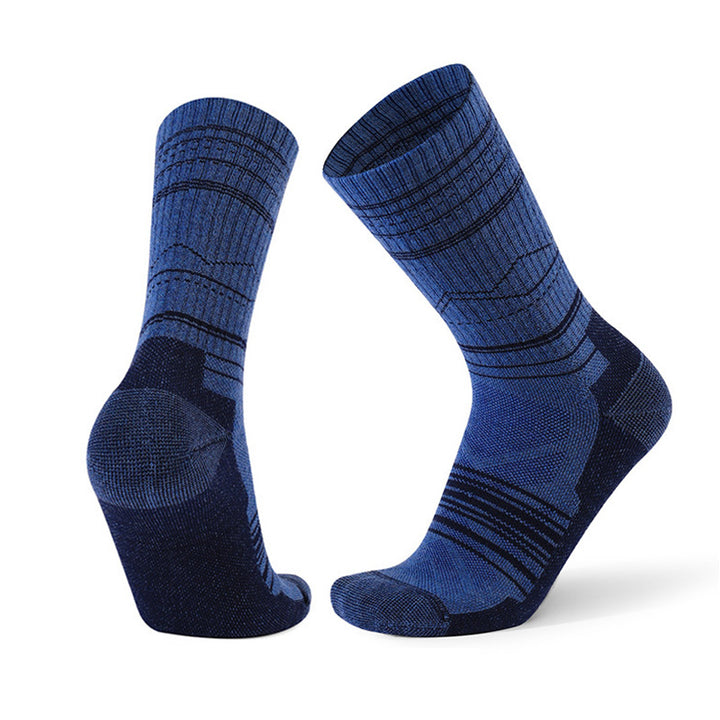 Merino Wool Shock Absorbent Running Crew Socks Navy