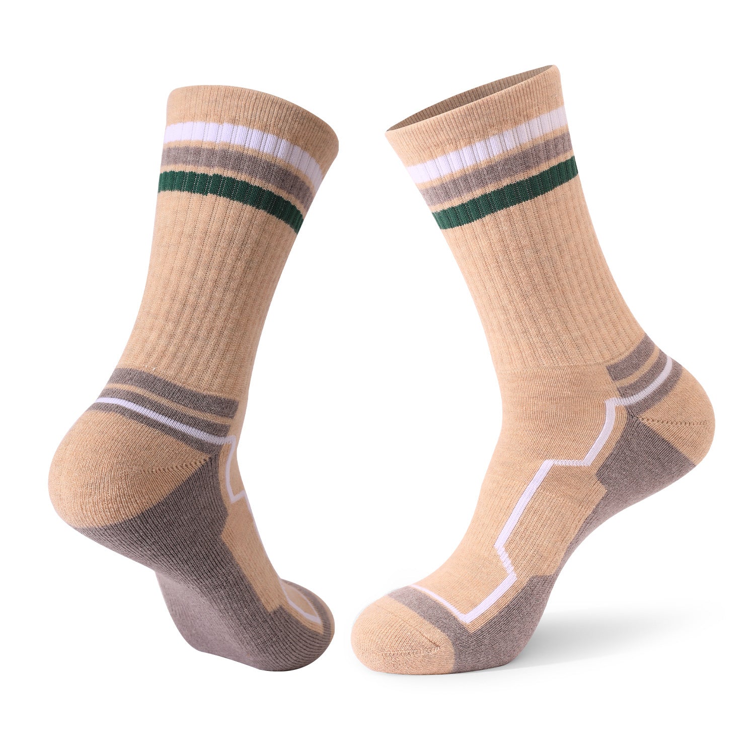 Merino Wool Thick Padded Basketball Crew Socks Khaki