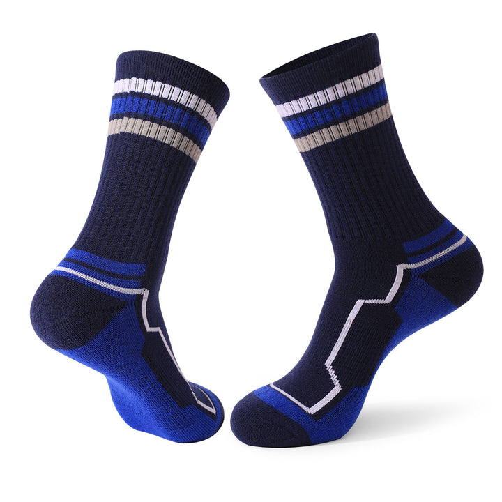 Merino Wool Thick Padded Basketball Crew Socks Navy
