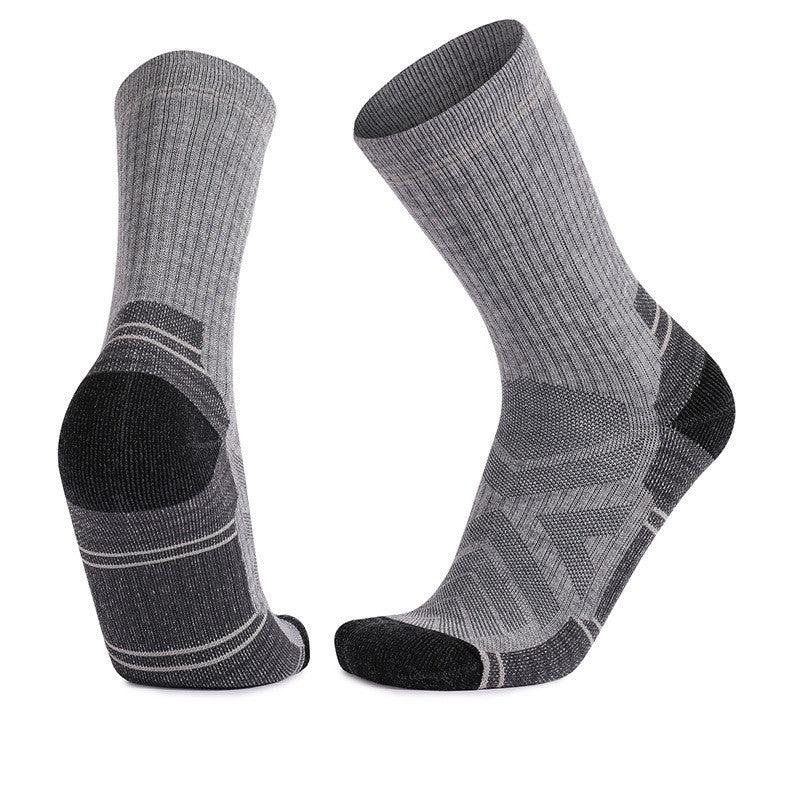 Merino Wool Thick Padded Hiking Crew Socks Gray