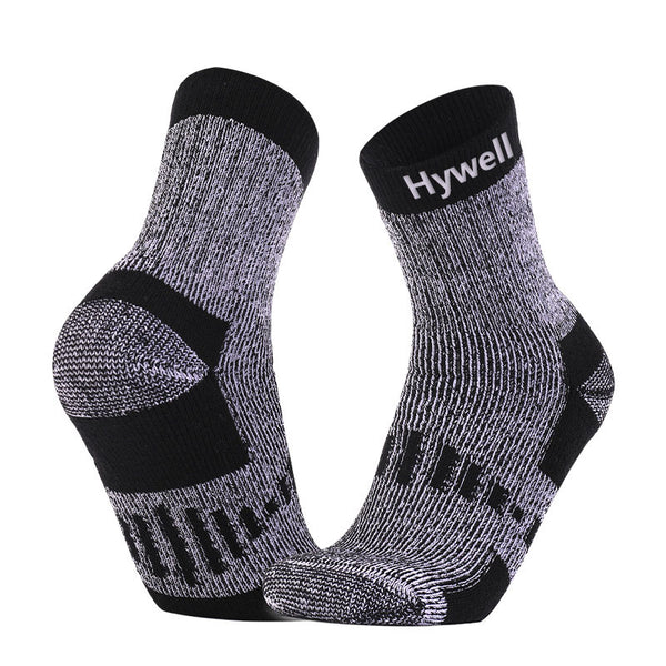 Merino Wool Thick Padded Running Crew Socks Black