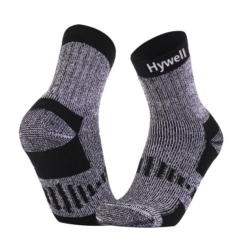 Merino Wool Thick Padded Running Crew Socks Black