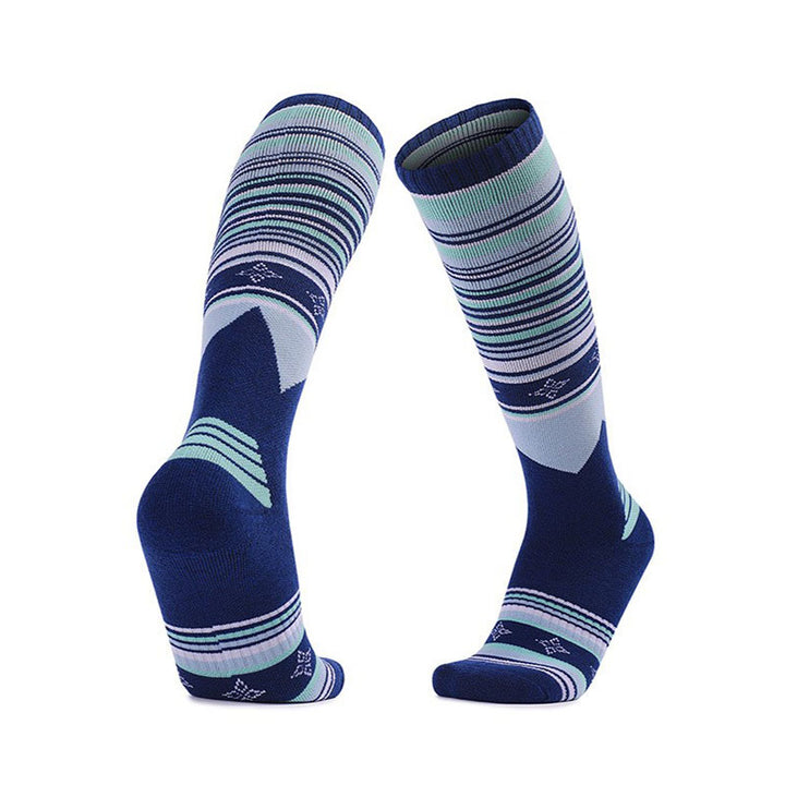 Merino Wool Thick Padded Skiing Over The Calf Socks Blue