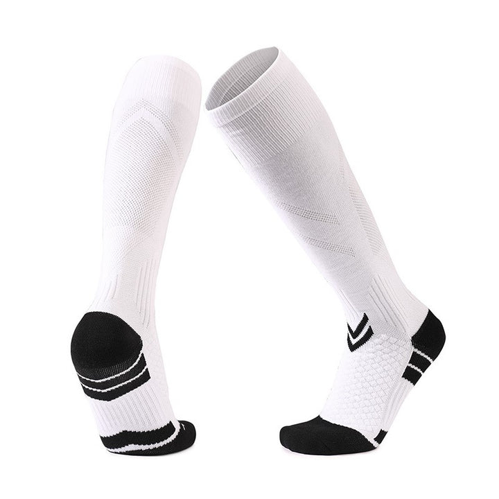 Thick Padded Compression Running Over The Calf Socks White