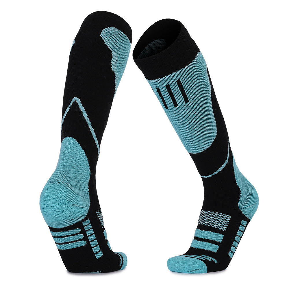 Ultra-Lightweight Cushioned Skiing Over The Calf Socks Black Blue