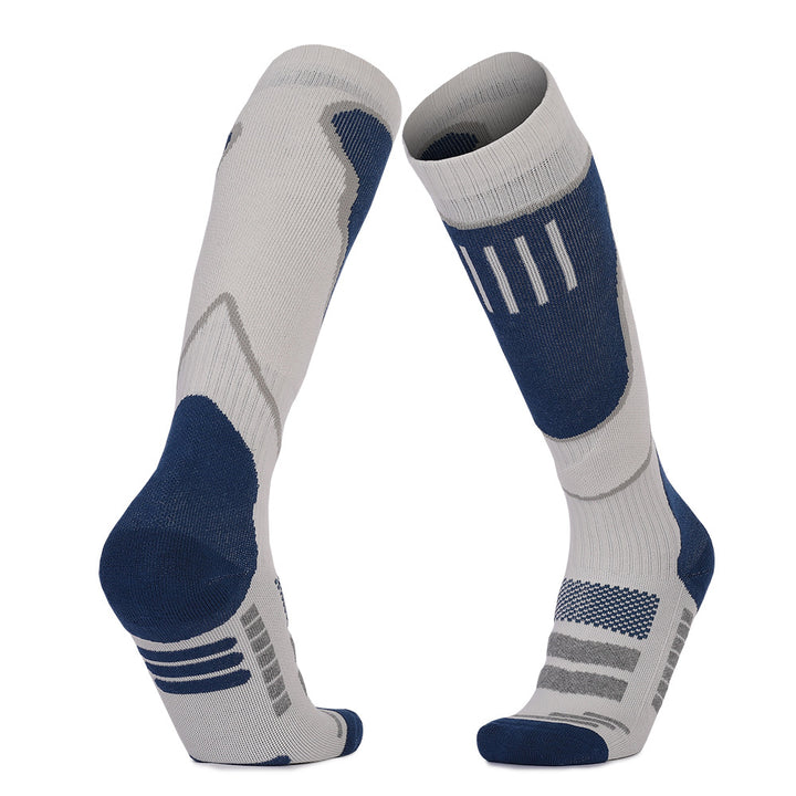 Ultra-Lightweight Cushioned Skiing Over The Calf Socks Gray Blue