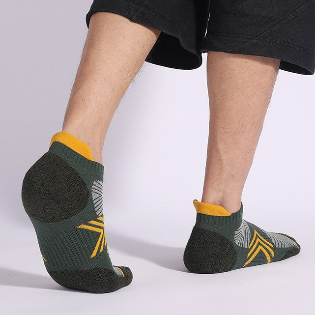 Wearing Green Coolmax® Elite Cushioned Running Ankle Socks-1