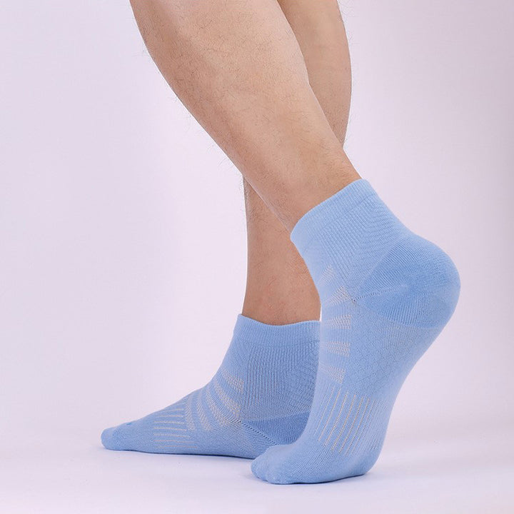Wearing Hywell Blue Coolmax® Elastic Breathable Running Ankle Socks-1