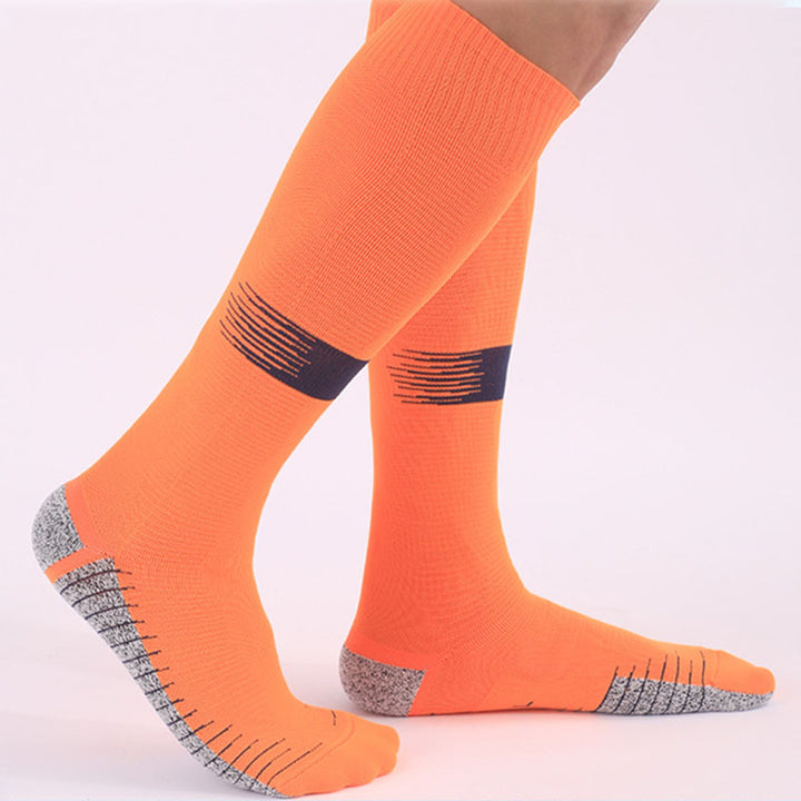 Wearing Orange Coolmax® Compression Running Over The Calf Socks