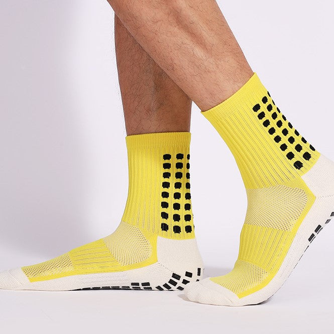 Yellow non-slip football socks