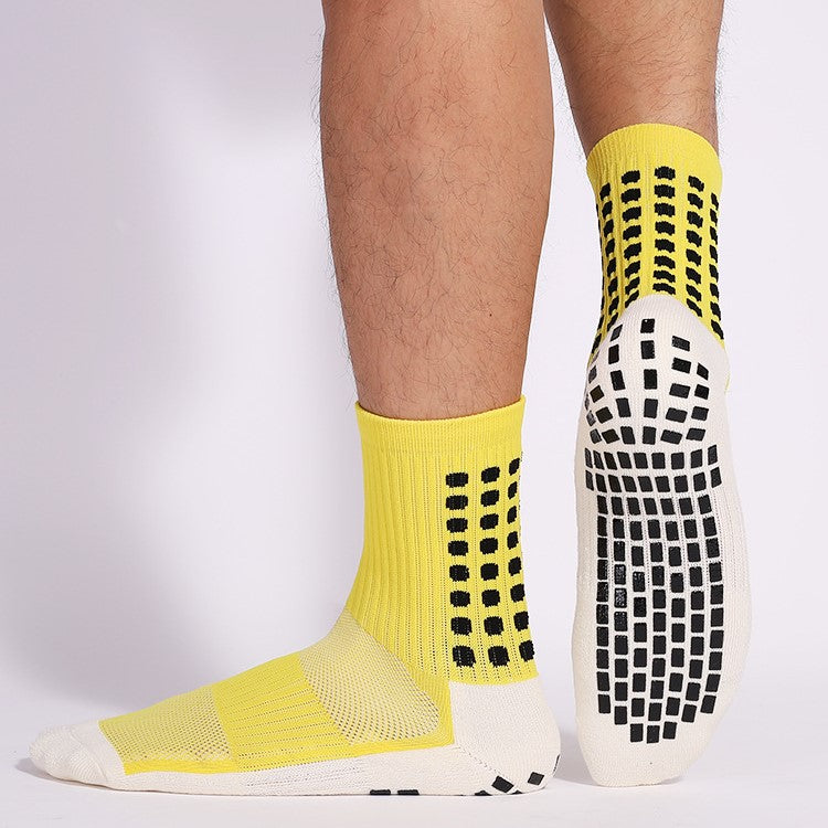 Yellow non-slip soccer socks