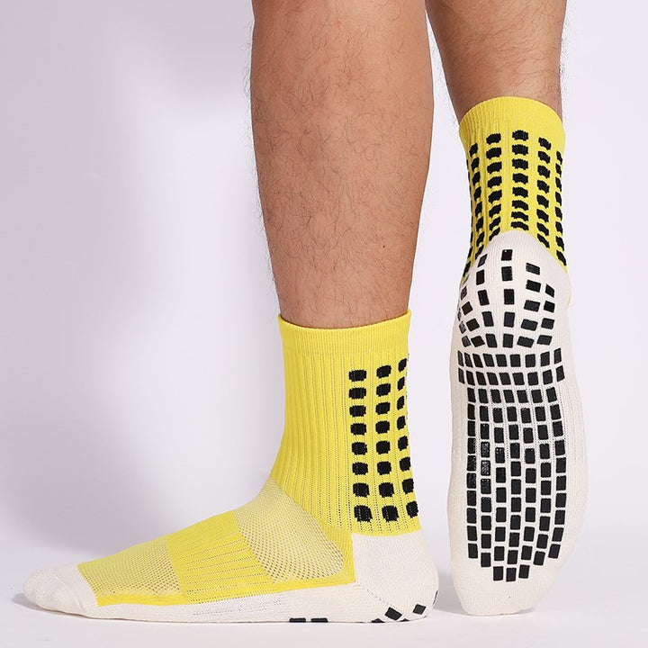 Yellow non-slip soccer socks