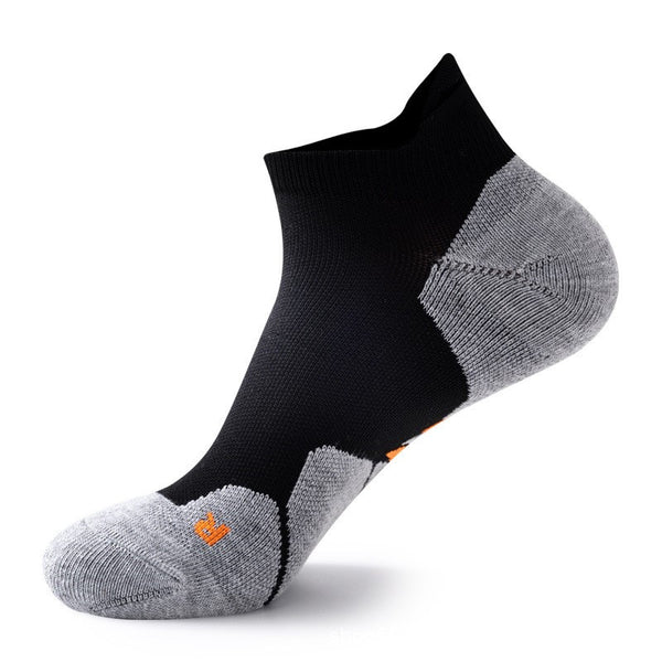 Black and grey fitness socks with cushioned sole for intense training
