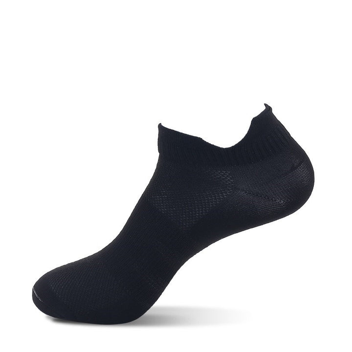 Black men's workout socks with sweat-wicking performance fabric
