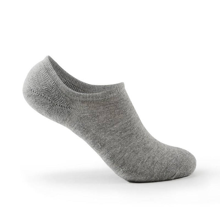 Light grey cushioned no-show socks ideal for walking and sports.